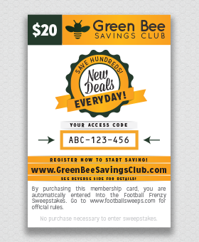 Legal Green Bee Fundraising - Savings Club Card