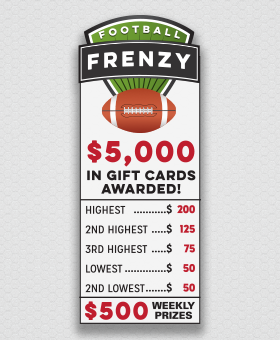 Football Frenzy Cash Prizes Breakdown #CorporateFundraising GreenBeeFundraising.com